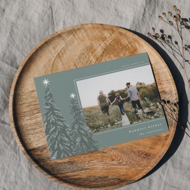 Snowy Pines | Elegant Christmas Photo Holiday Card (Creator Uploaded)