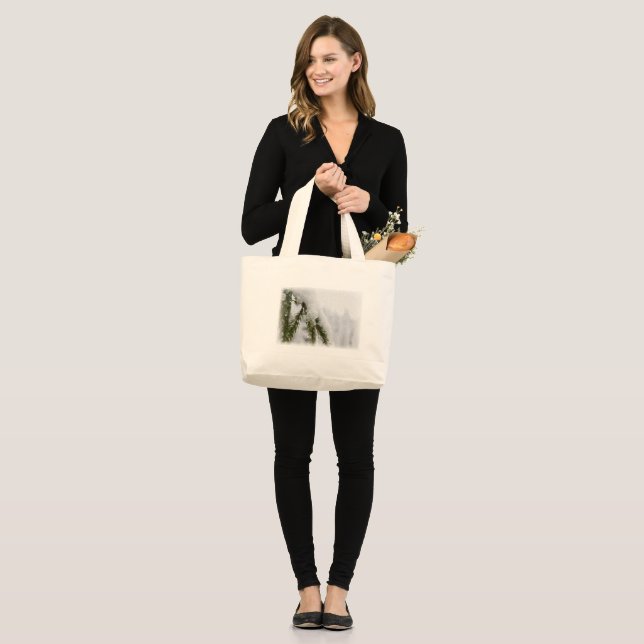 Snowy Pines Large Tote Bag (Front (Model))