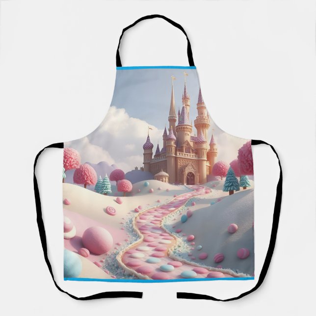 Snowy Pink Candy Land Fairy Castle Apron (Front)