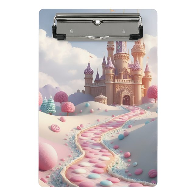 Snowy Pink Candy Land Fairy Castle Mini Clipboard (Front)