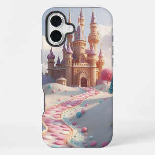 Snowy Pink Candyland Fairy Castle iPhone 16 Plus Case