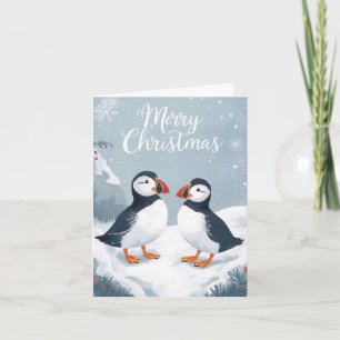 Snowy Puffins Christmas Card