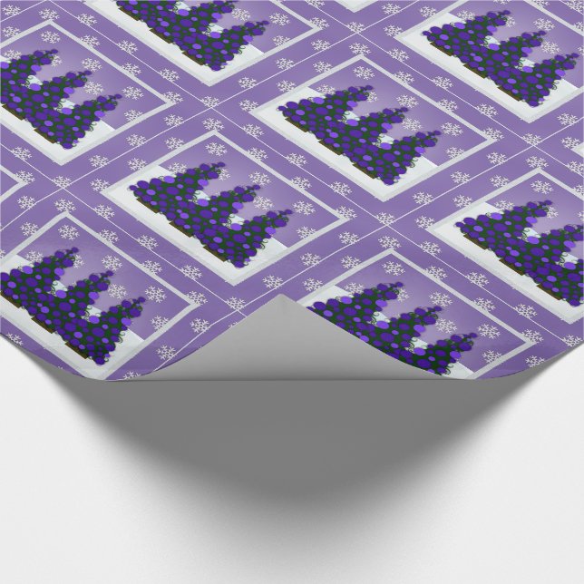 Snowy Purple Christmas Wrapping Paper (Corner)