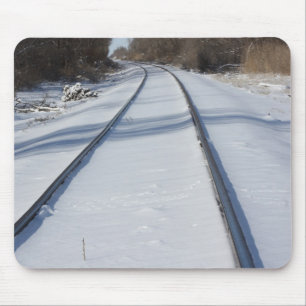 Snowy Railroad Track Mousepad