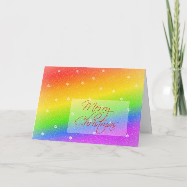 Snowy Rainbow Christmas Holiday Card (Front)