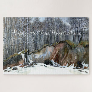 Snowy ravine painting watercolor jigsaw puzzle