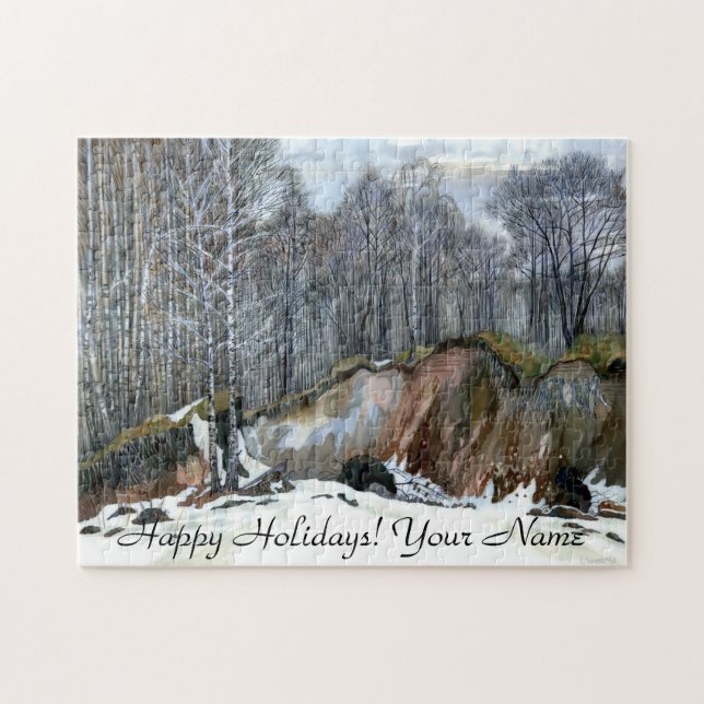 Snowy ravine  painting  watercolor jigsaw puzzle (Horizontal)