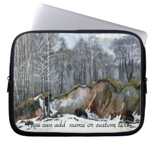 Snowy ravine painting watercolor laptop sleeve