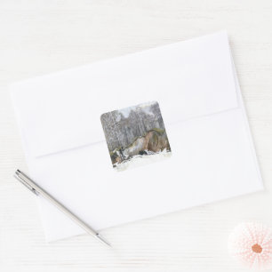 Snowy ravine square sticker
