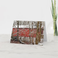 Snowy Red Ashland Covered Bridge in Delaware