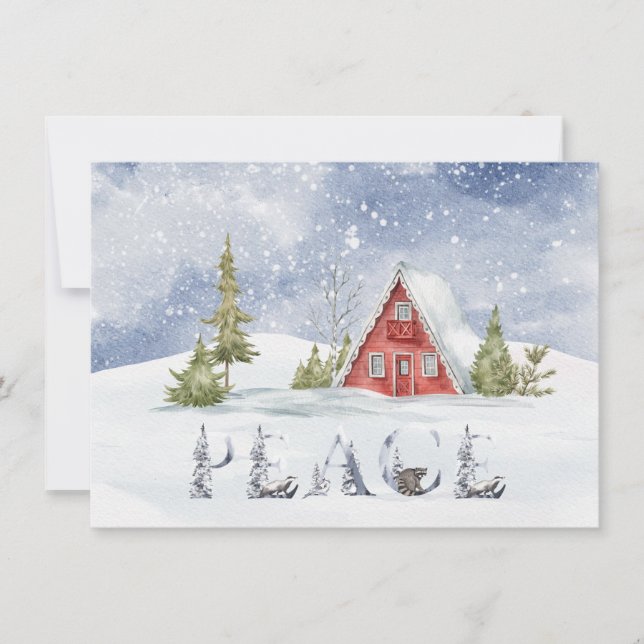 Snowy Red Cabin | Peace (Front)
