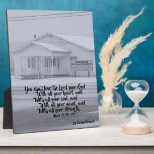 Snowy Rural Church Tabletop Plaque Scripture