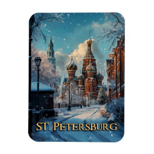Snowy Russian Charm - St. Petersburg Winter Travel Magnet