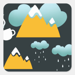 Snowy Rustic Winter Forest Mountain Square Sticker