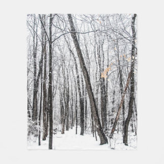 Snowy Scene in Woodland Michigan Fleece Blanket