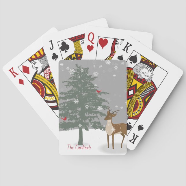 Snowy Scene/Playing Cards/Deer & Cardinal Playing Cards (Back)
