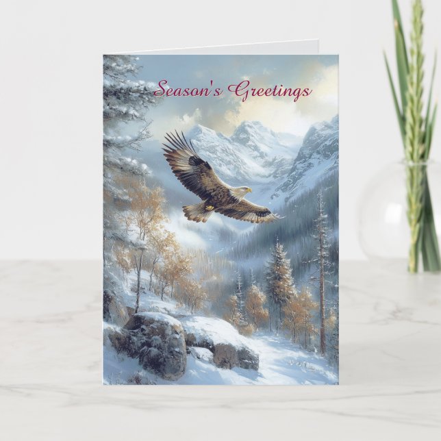 Snowy Scene With Eagle Christmas Card (Front)
