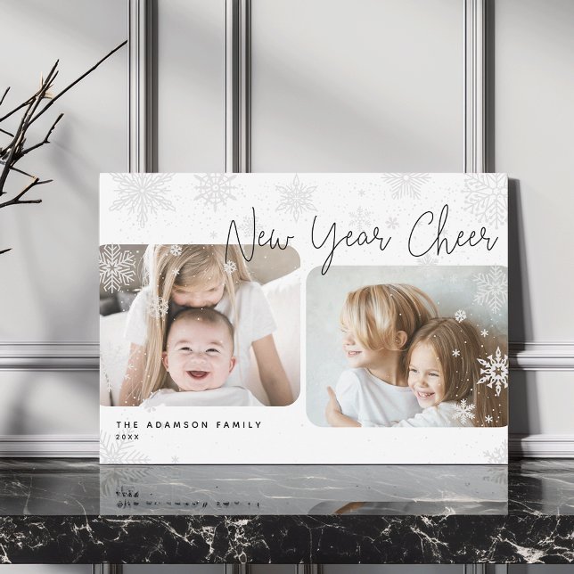 Snowy Script | 2 Photo Happy New Year Holiday Card (Creator Uploaded)