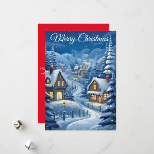 Snowy Serenity Village: Holiday Card