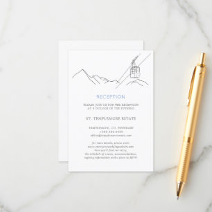 Snowy Ski Slopes Cable Car Wedding Reception  Enclosure Card