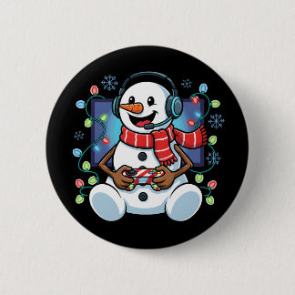 Snowy Snowman Gamer 6 Cm Round Badge