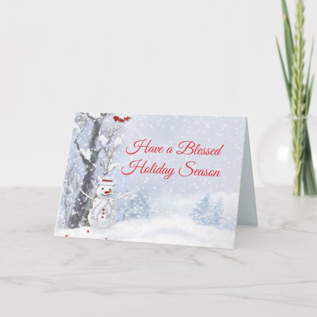 Snowy Snowman Holiday Card (Front)