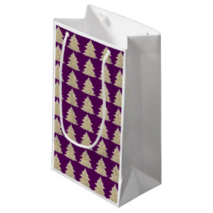 Snowy sparkle spruce on purple small gift bag