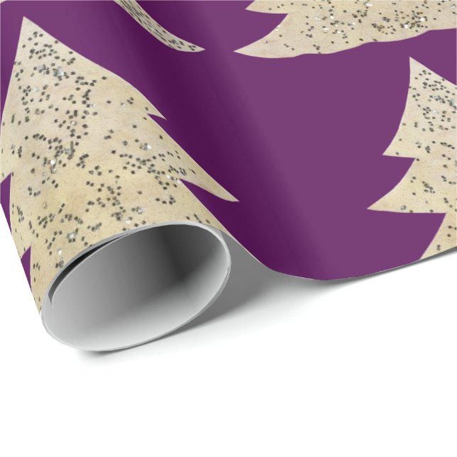 Snowy sparkle spruce on purple wrapping paper (Roll Corner)