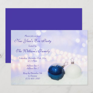 Snowy Sparkly Baubles New Year's Eve Party Invitation