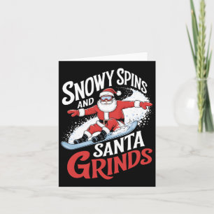 Snowy Spins Santa Grinds Snowboarder Christmas Sno Card