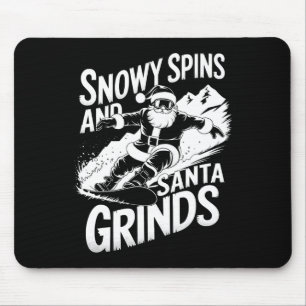 Snowy Spins Santa Grinds Snowboarder Christmas Sno Mouse Pad