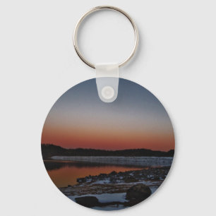 Snowy Sunset at Lake Arrowhead Key Ring