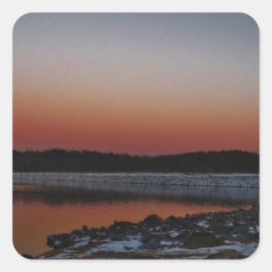 Snowy Sunset at Lake Arrowhead Square Sticker