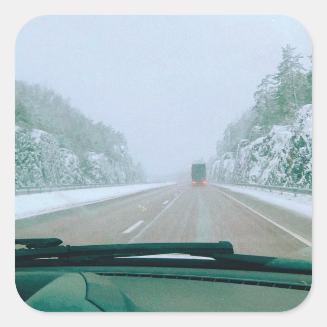 Snowy Swedish Road Trip Square Sticker (Front)