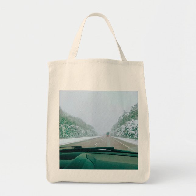 Snowy Swedish Road Trip Tote Bag (Front)