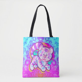 Snowy Tiger Cute Neon Kidcore Tote Bag