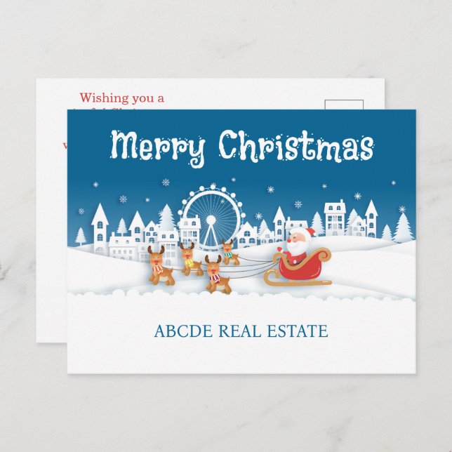 Snowy Town Real Estate Christmas Postcard (Front/Back)