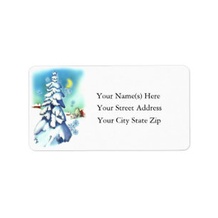 Snowy Tree Vintage Address Label