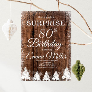 Snowy tree, Winter 80th Birthday, Women Invitation