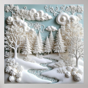 Snowy Trees and Frosty Patterns Poster