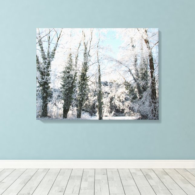 Snowy Trees Landscape Photo Canvas Print (Insitu(Wood Floor))
