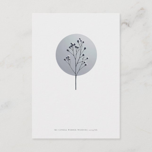 Snowy twig wedding details card (Back)