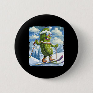 Snowy Vacation With Cross-country Skiing For Pickl 6 Cm Round Badge
