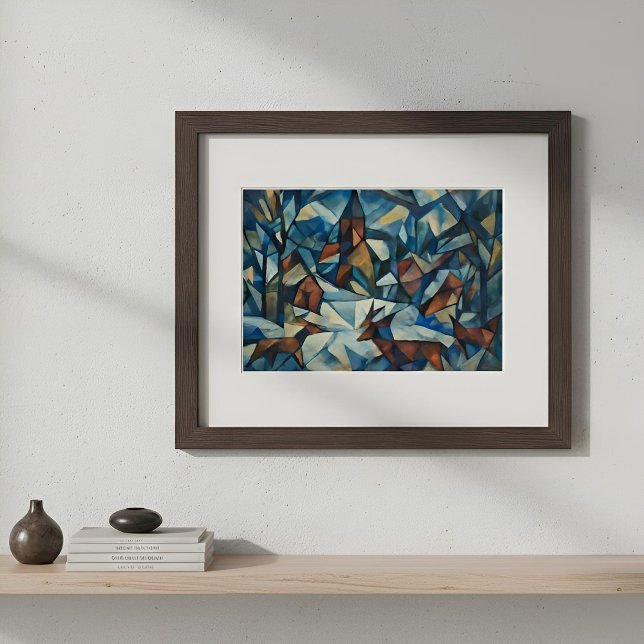 Snowy Village | Cubist Expressionism Poster (Lifestyle Shot)