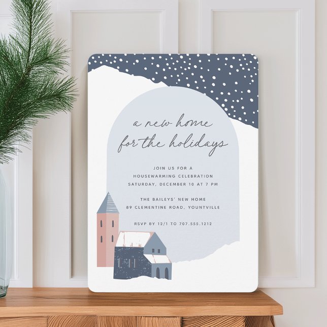 Snowy Village Holiday Housewarming Party Invitation (Creator Uploaded)