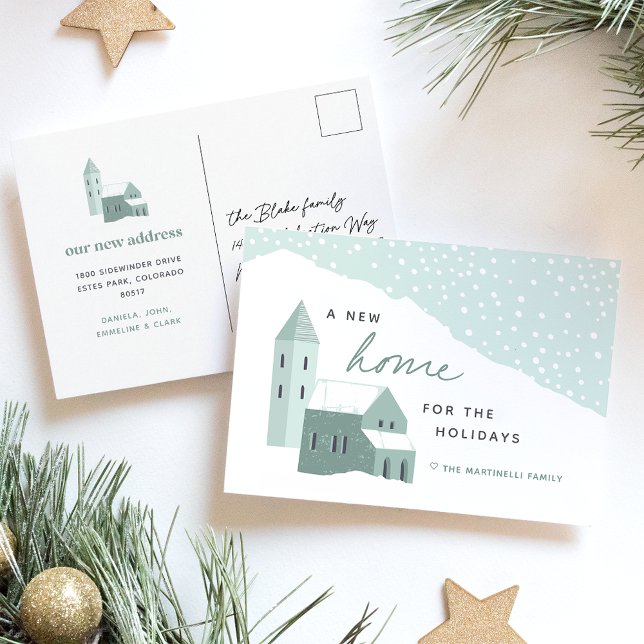 Snowy Village Holiday Moving Announcement Postcard (Creator Uploaded)