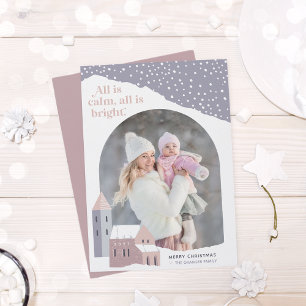 Snowy Village Photo Holiday Card