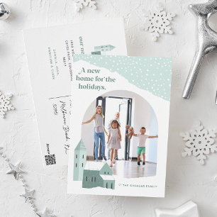 Snowy Village   Photo Holiday Moving Announcement