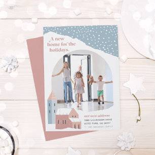 Snowy Village   Photo Holiday Moving Announcement