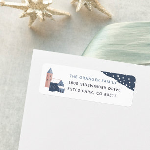 Snowy Village Return Address Label